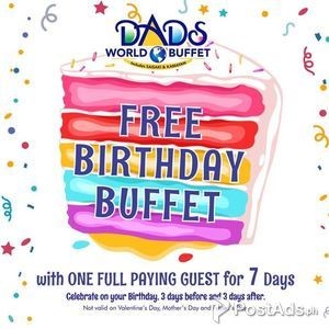 Dads World Buffet Birthday Promo 2020 | PostAds PH