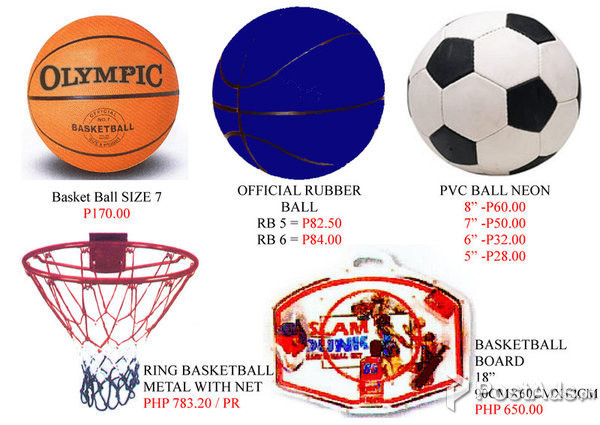 Basketball Ball Ring n Net Volleyball net Soccer ball Softball ball