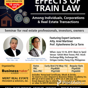 CPD Seminar for Real Estate Practitioner: EFFECTS of TRAIN LAW | PostAds PH