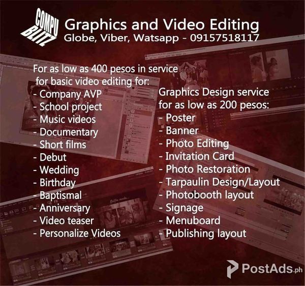 Computer Services, Video Editing and Graphics Design