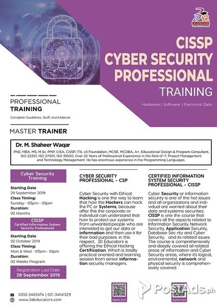 3D Educators Offering CISSP & Cyber SecuritY Professional Training