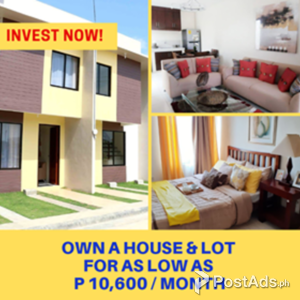 House & Lot for as low as 10,600 per month | PostAds PH