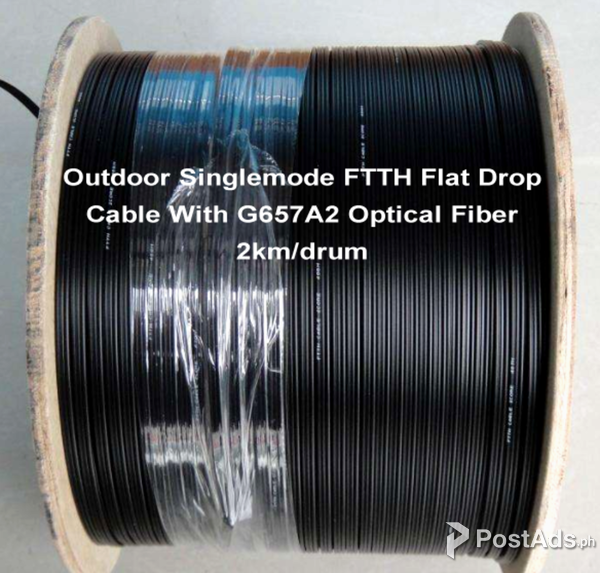 Outdoor Singlemode Ftth Flat Drop Cable With G A Optical Fiber Km