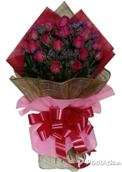 15 stems Pink roses arranged