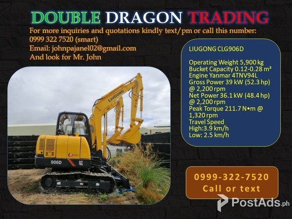 LIUGONG EXCAVATOR / BACKHOE 0.28 m³