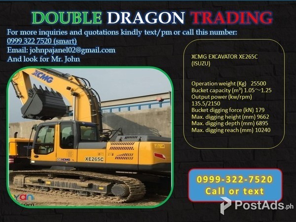 XCMG BACKHOE XE265C 1.2cbm  (ISUZU)