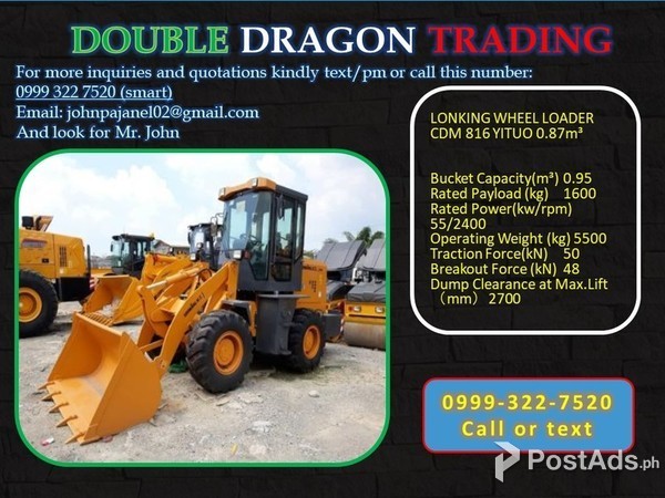 LONKING WHEEL LOADERS CDM816 0.95cbm