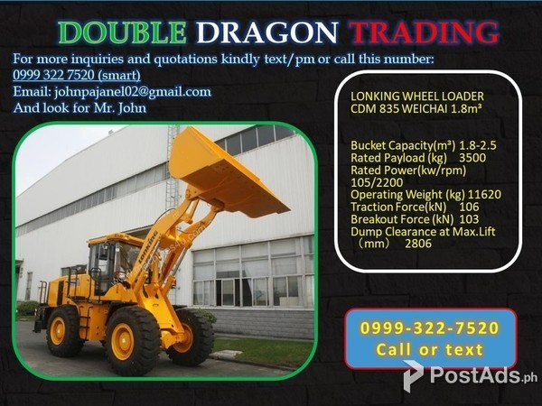LONKING WHEEL LOADER CDM835 1.8cbm