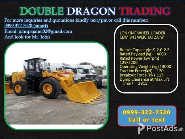 LONKING WHEEL LOADER CDM855 3.0cbm