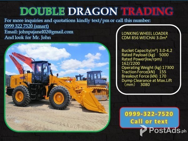 LONKING WHEEL LOADER CDM856 3.0cbm