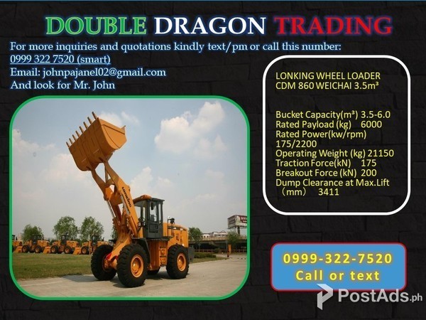 LONKING WHEEL LOADER CDM860 3.5cbm