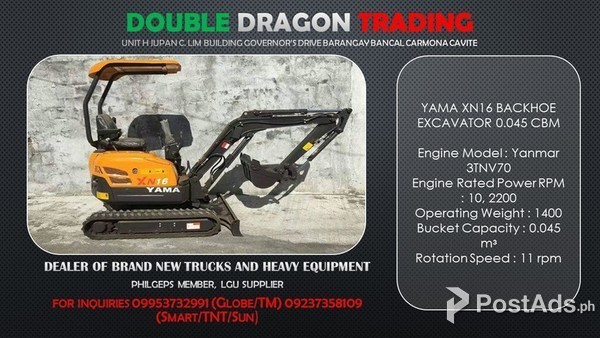 YAMA XN16 MINI EXCAVATOR / BACKHOE 0.045cbm