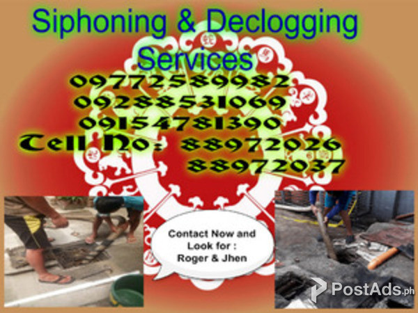 Paranaque Malabanan declogging manual cleaning services 09154781390