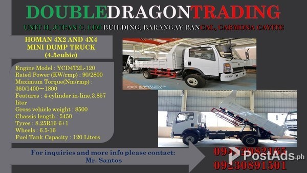 HOMAN 4X2 / 4X4 DUMP TRUCK 4.5CUBIC