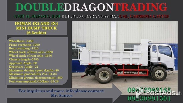 DUMP TRUCK 4X2 / 4X4 HOMAN 4.5 , 6.5 , 10-12cbm