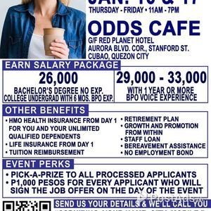 Magnus: CSR Hiring on Jan 16 & 17 at Odds Cafe Red Planet Cubao, QC | PostAds PH