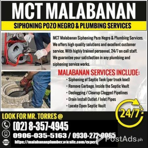 MCT Malabanan Pozo Negro & Plumbing Services 24 Hours | PostAds PH