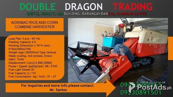 RICE AND CORN HARVESTER ( AGRIMAC )