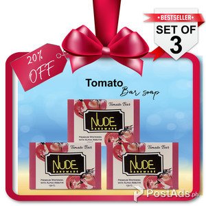 Nude Handmade Essentials Tomato And Arbutin Bar Soap Set of 3 | PostAds PH