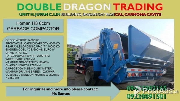 GARBAGE COMPACTOR 5CBM & 8CBM