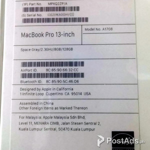 Apple MacBook Pro 13 (2017) 128gb w/o Touch Bar | PostAds PH