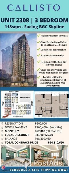 For Sale Preselling Condominium Callisto Circuit Makati City