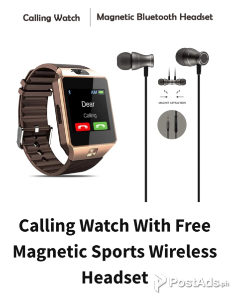 Calling Watch with Free Magnetic Sport Wireless Headset