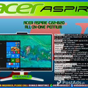 Computer Desktop ACER ASPIRE C22-820 ALL-IN-ONE PENTIUM | PostAds PH