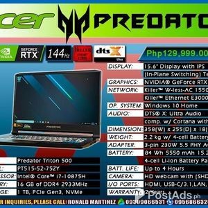 ACER PREDATOR TRITOR 500 CORE i7 - PT515-52-75ZY GAMING NOTEBOOK | PostAds PH