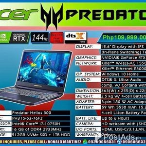 Laptop ACER PREDATOR HELIOS 300 CORE i7 - PH315-53-76FZ GAMING NOTEBOO | PostAds PH
