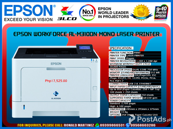 Printer EPSON WORKFORCE AL-M310DN MONOCHROME LASER PRINTER