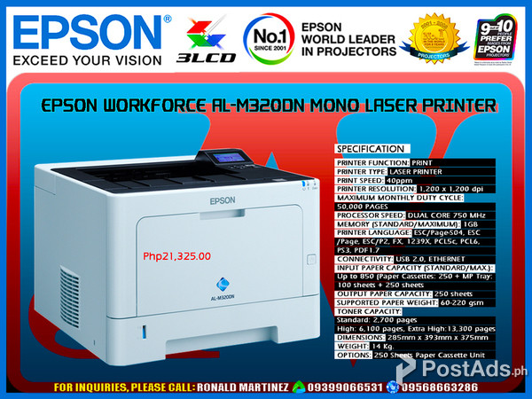 Printer EPSON WORKFORCE AL-M320DN MONOCHROME LASER PRINTER