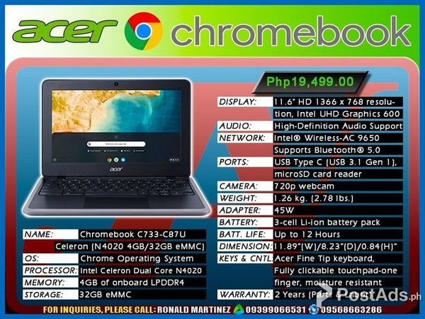 ACER Chromebook C733-C87U Celeron (N4020 4GB/32GB eMMC)