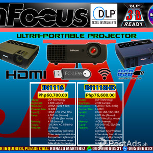 InFocus IN1116 IN1118HD 2400 Lumens Ultra Portable HD DLP Projector | PostAds PH