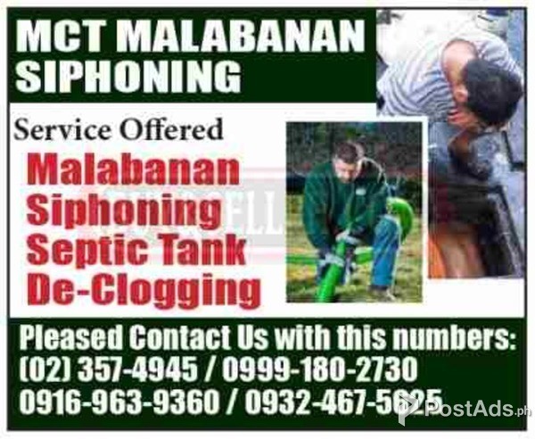 Malabanan Makati city Siphoning And declogging services