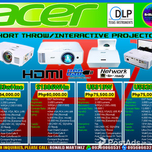 Projector ACER S1383wHne Ultra Short Throw 3200 Lumens DLP Projector | PostAds PH