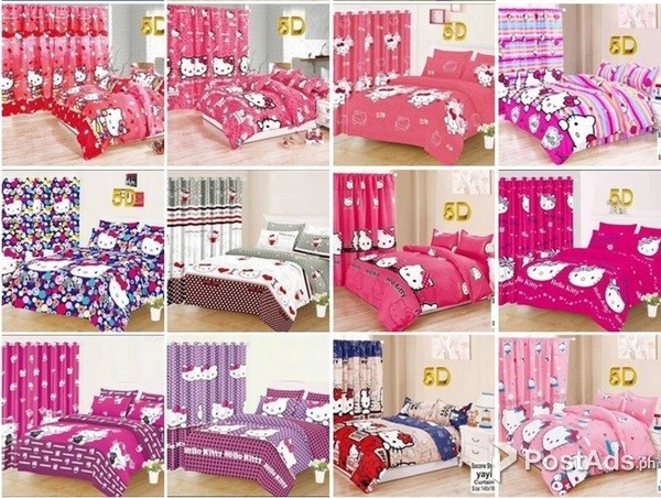 BED SHEET 5 IN 1 HELLO KITTY with CURTAIN