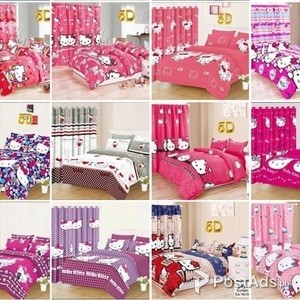 BED SHEET 5 IN 1 HELLO KITTY with CURTAIN | PostAds PH