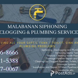 MALABANAN SIPHONING, MARIKINA, 09090468666 DECLOGGING TANGGAL BARADO | PostAds PH