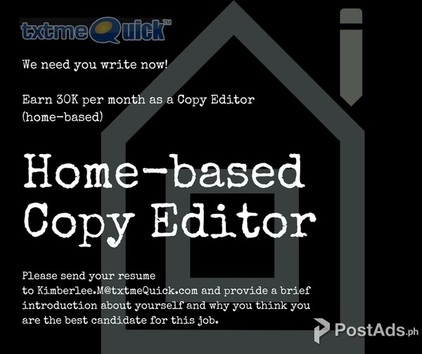 Copy Editor 30K PHP Salary - homebased