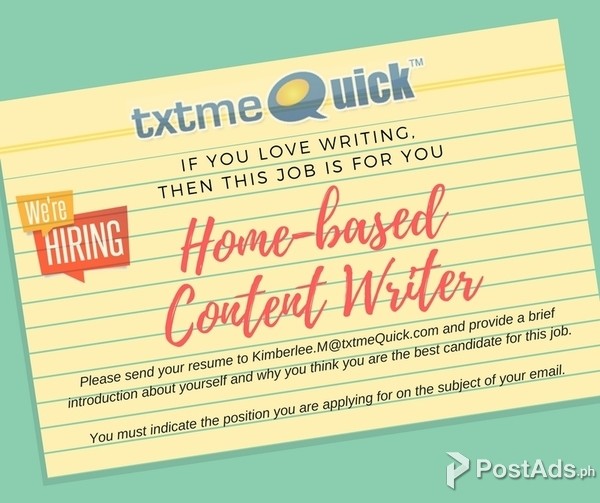 Content Writer - Home-based 