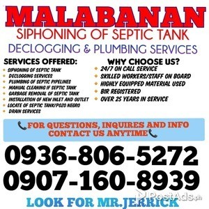 San Rafael 24/7 Malabanan Siphoning Septic Tank Services 09368065272 | PostAds PH