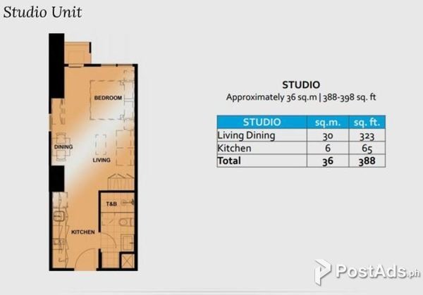 FOR RENT: Semi-furnished studio unit