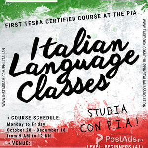 Intensive Italian Language A1 Beginners (TESDA Certified) | PostAds PH