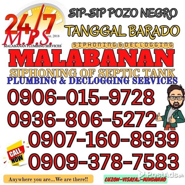 This is 24/7 M.P.S. Malabanan Siphoning of Septic Tank and Declogging,