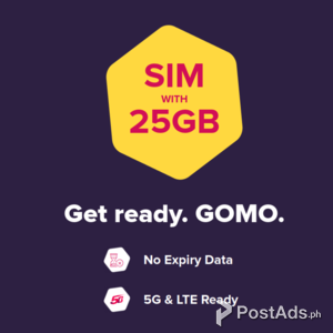 Gomo SIM 25GB DATA No Expiry w/ Free micro USB to iOS Adapter | PostAds PH