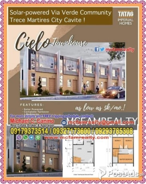 House For Sale in Cavite CIELO TOWNHOUSE VIA VERDE