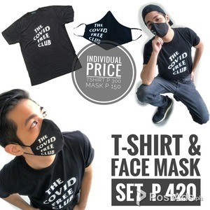 FOR SALE T-SHIRT BLACK LARGE WITH WATERPROOF FACEMASK! | PostAds PH
