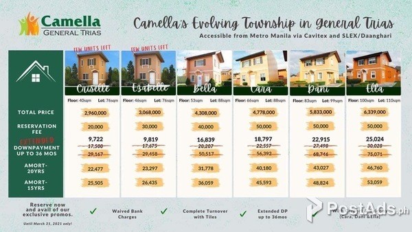 Camella Lessandra GenTri Molino Tanza Trece Imus Bacoor Dasma Silang