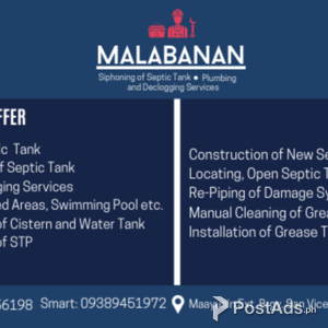 MALABANAN;Siphoning septic tank,Plumbing and Declogging Services | PostAds PH